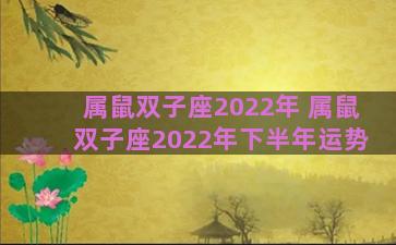 属鼠双子座2022年 属鼠双子座2022年下半年运势